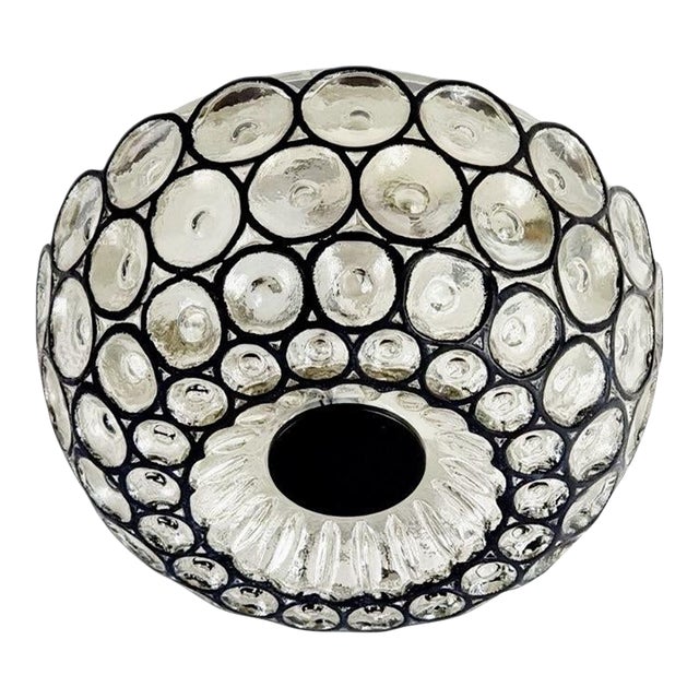 Large Mid-Century Modern Glass Ceiling Light/Flush Mount From Limburg, Germany, 1960s For Sale