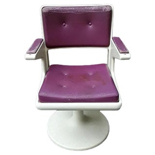 Desk Chair with Purple & White Plastic on Tulip Base, 1970s For Sale