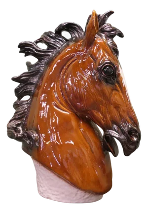 Italian Life Size Handmade Ceramic Horse Head, 1940s