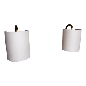1960s Sculptural Brass Minimalist Wall Sconce Lamp Set