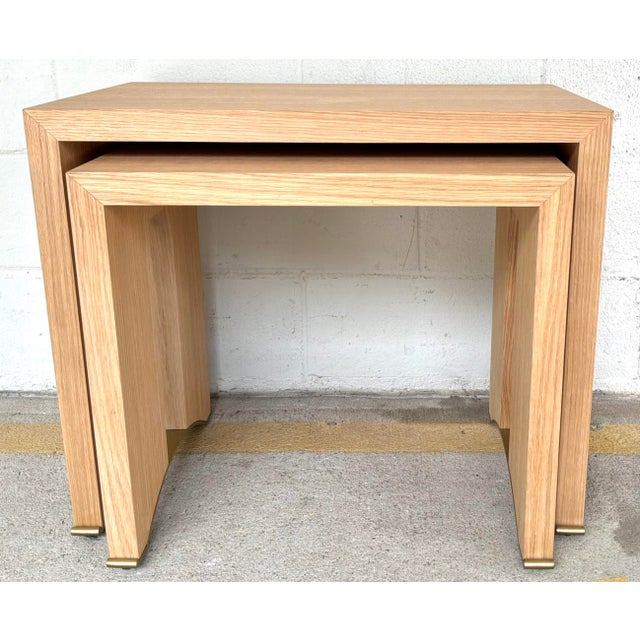 Original retail $3291, stylish Thomas Pheasant for Baker Modern Customizable Unfinished ,Ponte Nesting Tables Set of 2,...