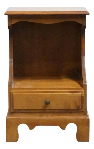 High End Vintage Solid Hard Rock Maple Colonial Early American 17" Open Cabinet Nightstand 1711