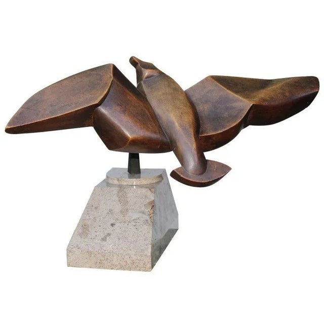 Pivoting Carved Wood Gull on Marble Base For Sale - Image 11 of 11
