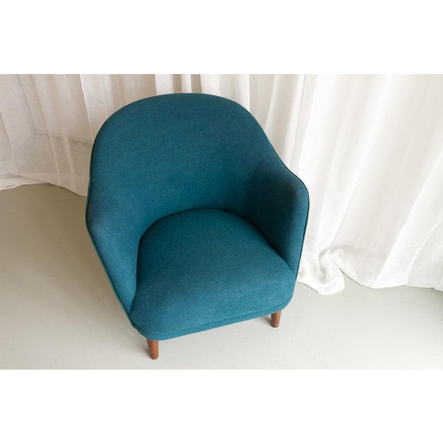 Danish Modern Easy Chair in Teal Blue, 1950s For Sale - Image 10 of 18