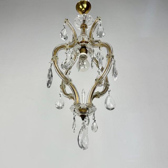 Metal Small Maria Theresa Style Crystal Chandelier from Salviati, Italy, 1930s For Sale - Image 7 of 12