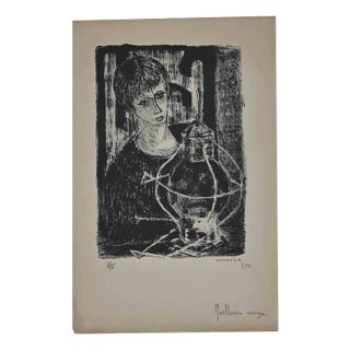 Nicolas Carréga, Portrait, Original Etching, 1955 For Sale