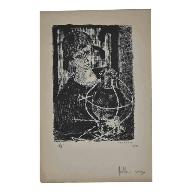 Nicolas Carréga, Portrait, Original Etching, 1955 For Sale