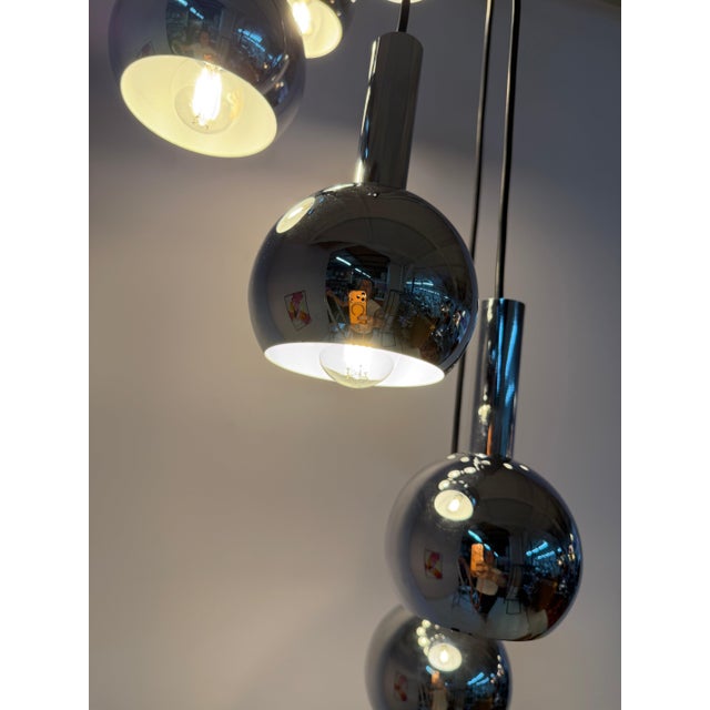 7-Light Chrome Cascade Lamp by Richard Essig, 1970s For Sale - Image 9 of 11
