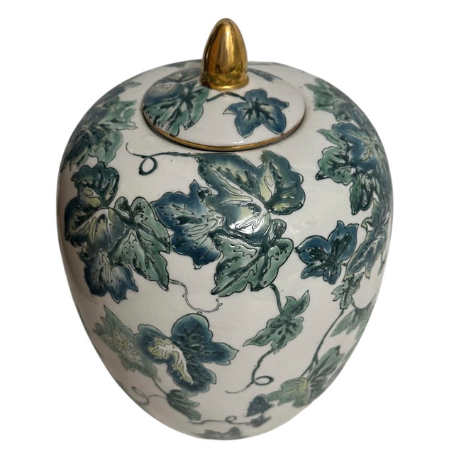 Vintage Ivy and Vine Lidded Ginger Jar For Sale - Image 11 of 11