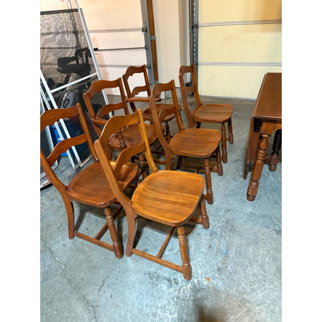 1950s Dining Set – Drop-Leaf Table, 6 Chairs For Sale - Image 12 of 12