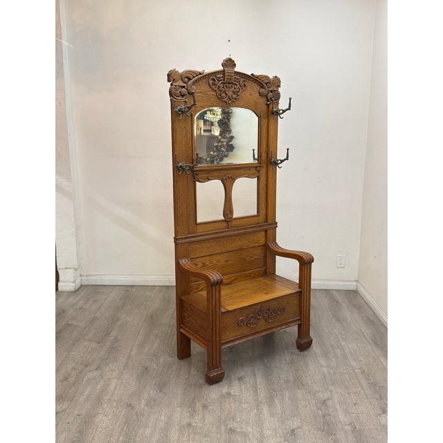 Vintage Oak Hall Rack For Sale - Image 11 of 11