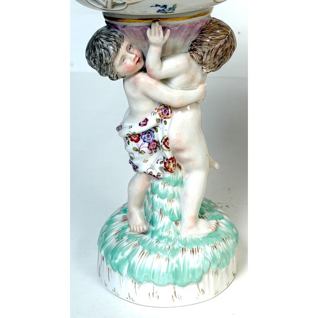 Pair KPM Berlin Rococo Revival Porcelain Figural Tazza, Reticulated Gilt Bowls For Sale In West Palm - Image 6 of 18