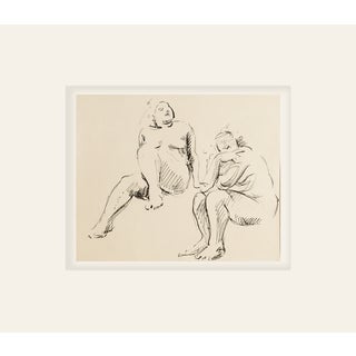 Late 1800's / Early 1900's Antique European Figure Study of Female Nude, Ink on Paper With Mat For Sale