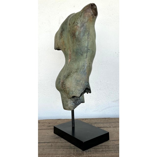 Contemporary Vintage Patinated Bronze Torso of Man For Sale - Image 3 of 12