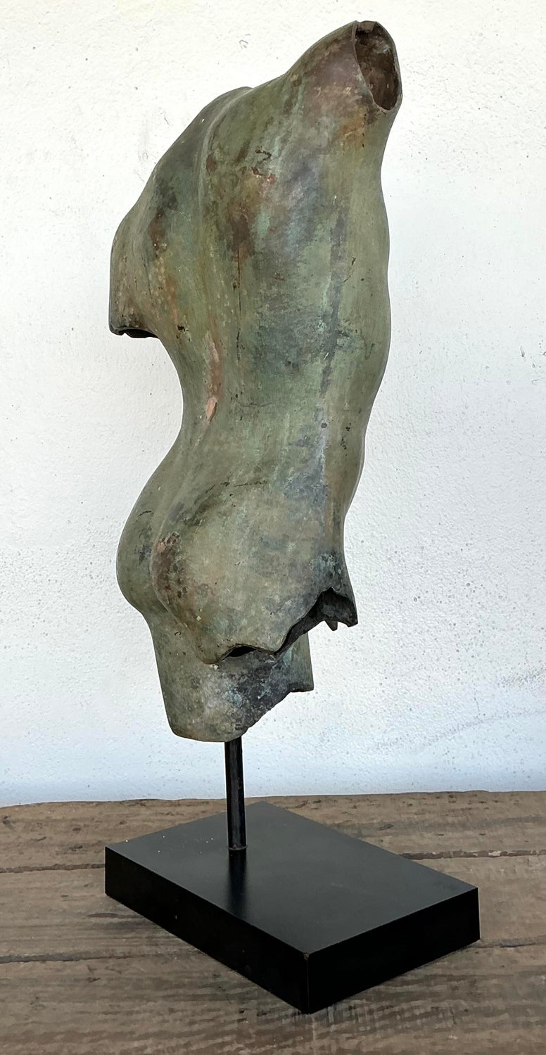 Vintage Patinated Bronze Torso of Man - Back view