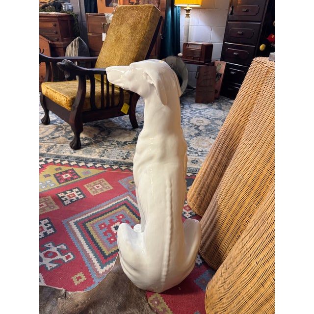 Realism Vintage Italian Midcentury Style Life-Size Ceramic Greyhound Dog For Sale - Image 3 of 12