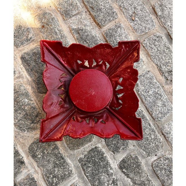 Metal Vintage Wrought Iron Christmas Tree Stand With Holly Design For Sale - Image 7 of 7