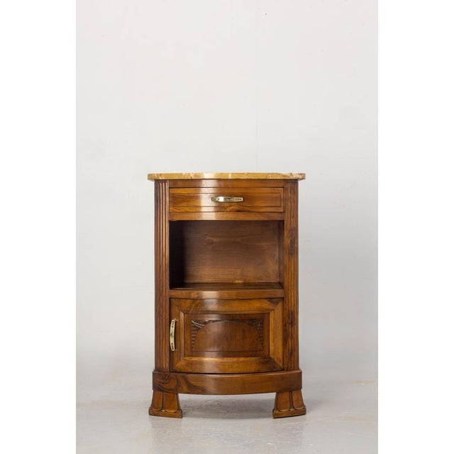 French Walnut, Marble and Bronze Nightstand, 1920 For Sale - Image 3 of 11