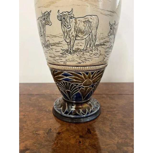 Large Antique Vase by Hannah Barlow for Doulton Lambeth, 1880s For Sale - Image 10 of 12