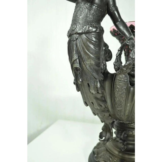 Black Antique Victorian Spelter & Marble Figural Mermaid Centerpiece Bowl Vase Epergne For Sale - Image 8 of 12
