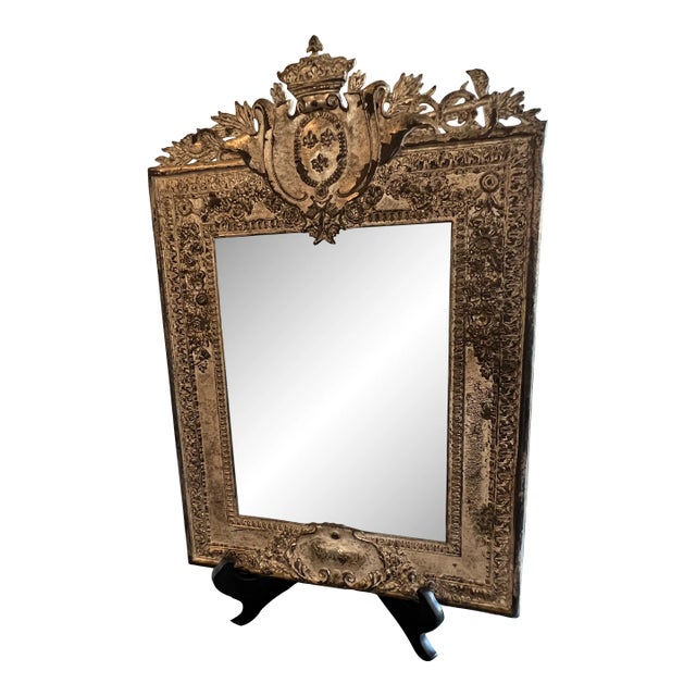 Antique Louis XIV Style Silver Plated Mirror For Sale