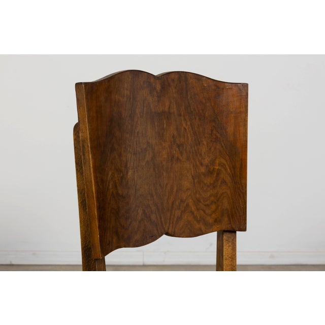 Pair of 1930s French Art Deco Mustache-Back Oak and Walnut Side Accent Chairs For Sale - Image 15 of 18