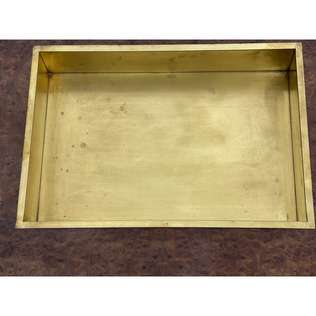 Wood Italian Coffee Table in Walnut Burl and Brass, 1970 For Sale - Image 7 of 8