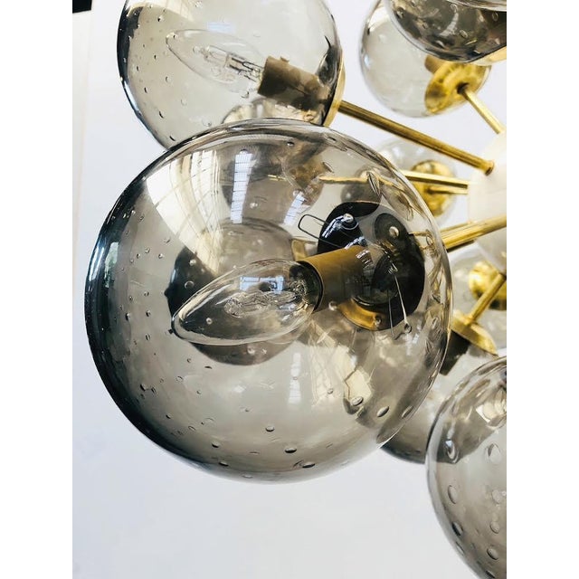 Not Yet Made - Made To Order 21st Century Ovale Natural Brass Smoky Bubbles Murano Sputnik Chandelier by Fabio LTD For Sale - Image 5 of 9