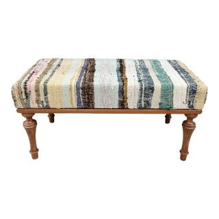 Handmade Kilim Upholstered Bench For Sale