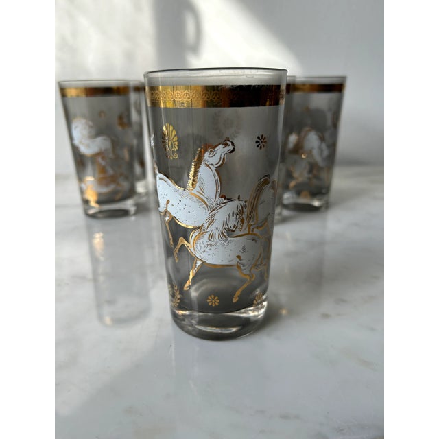 Mid-Century Modern 1950s Mid-Century Modern Culver Glass Ming Horse Highball Glasses- Set of 9 For Sale - Image 3 of 10
