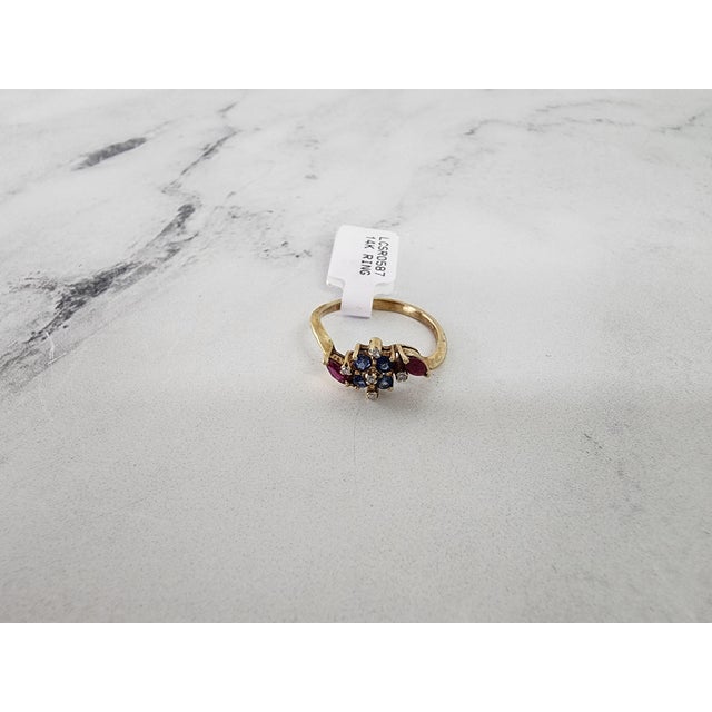 Multi-Stone Sapphire & Ruby Ring, Size 6 For Sale - Image 4 of 4