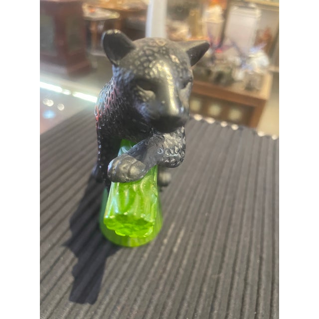 Late 20th Century Late 20th Century Black Jaguar Art Glass Figurine by Daum France Gorgeous For Sale - Image 5 of 9