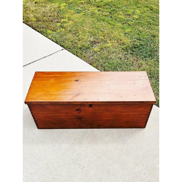 Antique Primitive Blanket Chest, Trunk With Candle Box & Half-Blind Dovetail Joints For Sale - Image 6 of 6