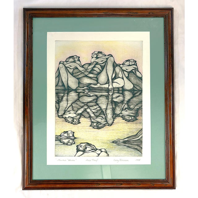Striking framed and pencil signed artist proof by Lesley Robinson titled "Mountain Women" circa 1998. This stunning piece...