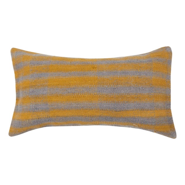 16"x28" Vintage Kilim Cushion Cover. Handwoven Pillowcase. Lumbar Pillow Cover For Sale