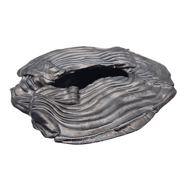 Late 20th Century American Studio Pottery Ikebana Vessel Graphite Gray For Sale - Image 9 of 10