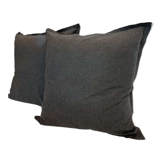 Pair of Eastern Accents Monterosa Cotton Flannel Euro Shams For Sale