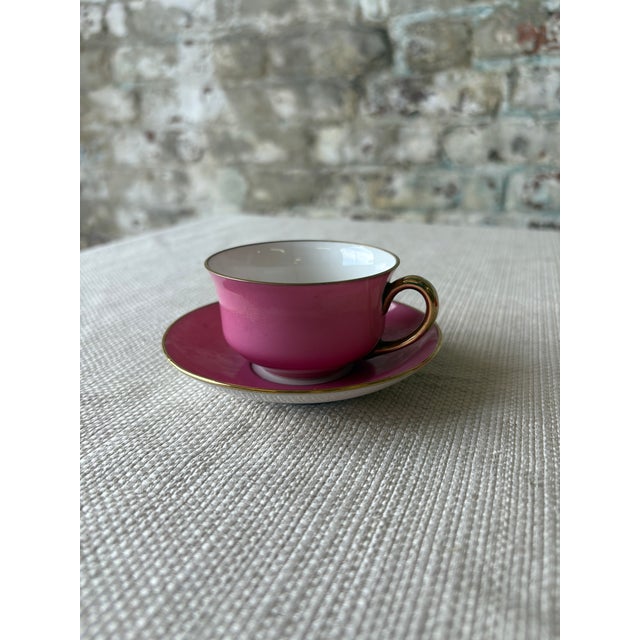 Vintage Victoria Czechoslovakia Porcelain Teacups & Saucers - a Pair For Sale - Image 9 of 12