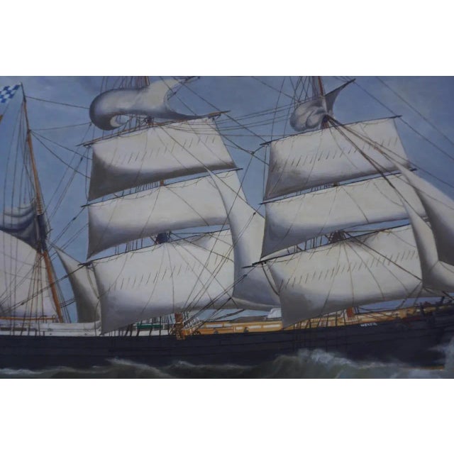 Figurative Andreas Gundersen Lind, the Schooner Weser, 1878 Oil Painting on Board, Framed For Sale - Image 3 of 8