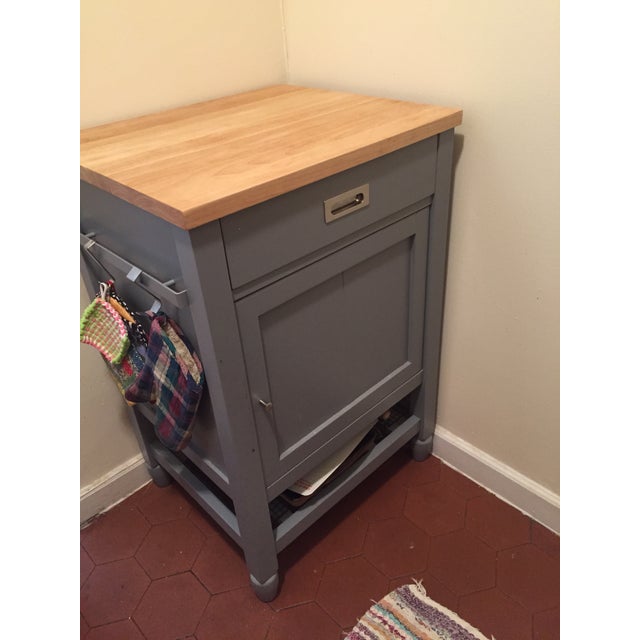 Crate & Barrel Kitchen Island With Butcher Block | Chairish