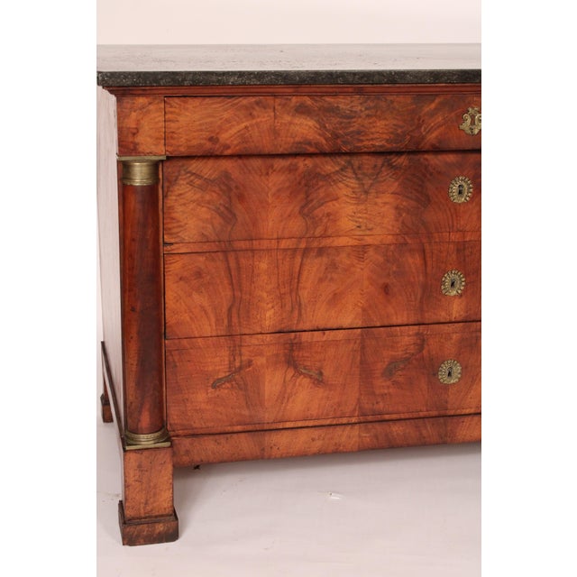 Early 19th Century Empire Burl Walnut Chest of Drawers With Marble Top For Sale - Image 4 of 14