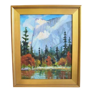 Silvio Silvestri, Listed Artist Mountain Landscape Oil Painting W/ Antique Gold Wood Frame For Sale