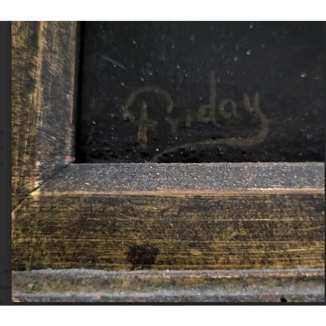 Antique French Signed Oil Painting Mouse on Artist Palette - Signed Friday For Sale - Image 4 of 8