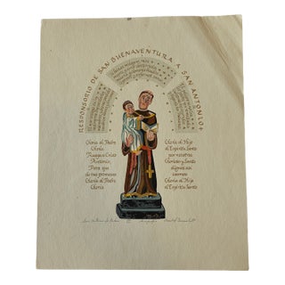 1980s Isabel Bernal Carlos Anzueta Signed/Numbered Serigraph San Antonio De Padua ‘84 For Sale