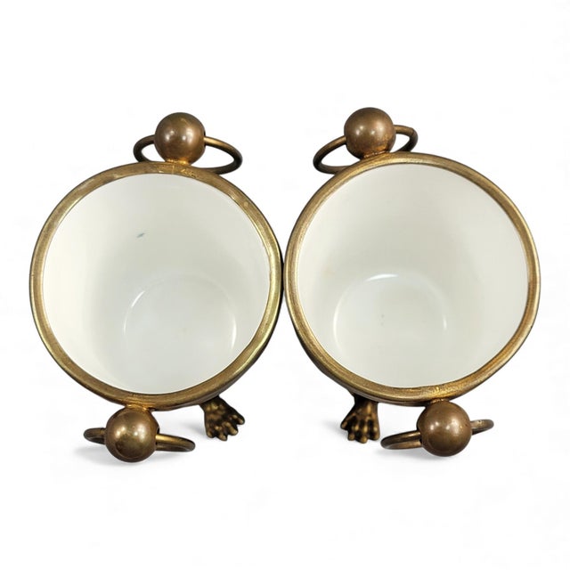 Turquoise Porcelain and Bronze Cache-Pots, Paris, France, 1835-1850, Set of 2 For Sale - Image 5 of 10