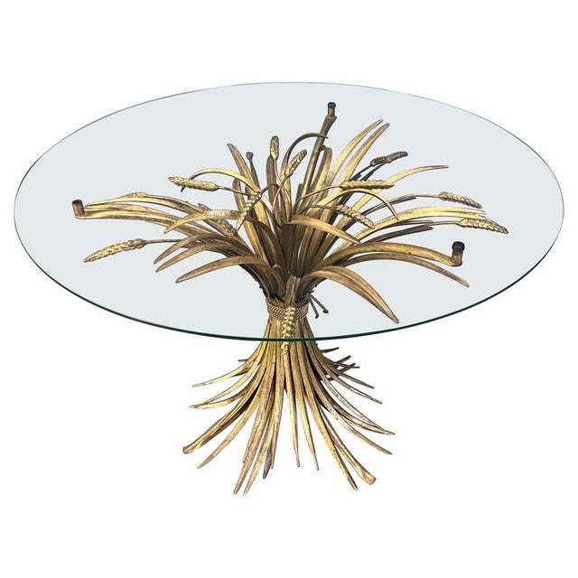 Vintage Gilt Metal Sheaf of Wheat Coffee Table in the style of Coco Chanel, 1960s For Sale - Image 11 of 11