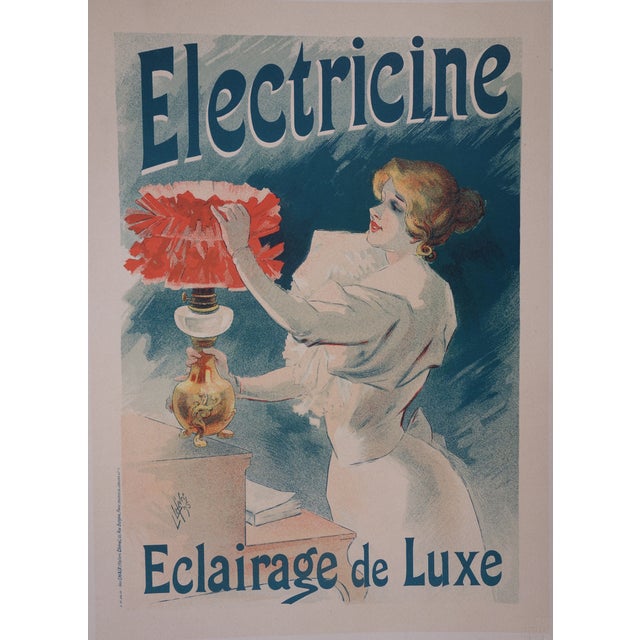 Lucien Lefevre, Electricine, Original Lithograph, 1897 For Sale