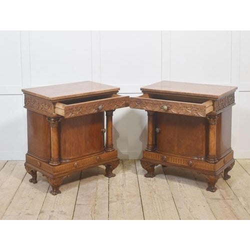 Carved Mahogany Bedside Cabinets, 1890s, Set of 2 For Sale - Image 10 of 14