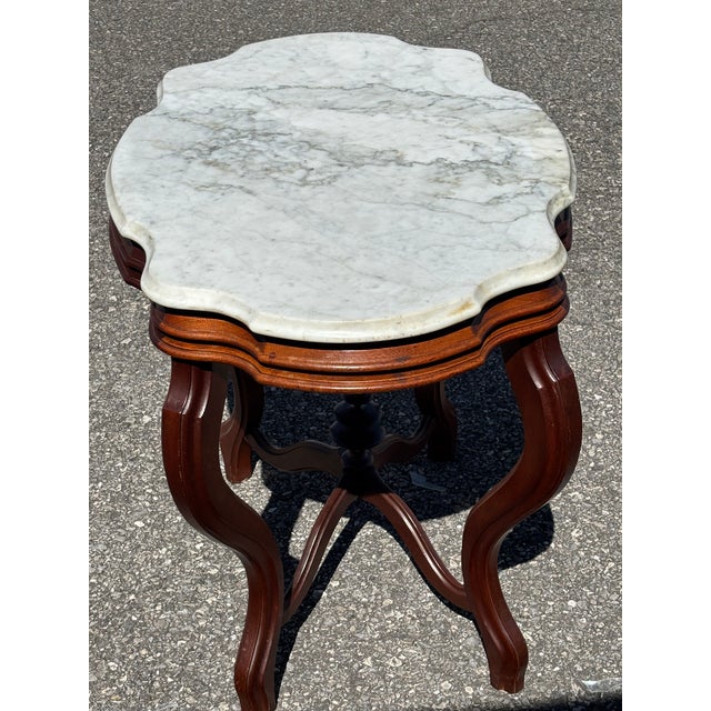 Victorian 1960s Victorian Marble Parlor Table For Sale - Image 3 of 6