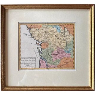 Antique Framed Map of West Central France, 1748 For Sale